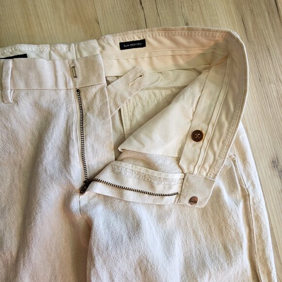 J. Crew factory Linen-Blend Slim Bedford Wide-Leg Pant Off-White Size 32 - Picture 6 of 14